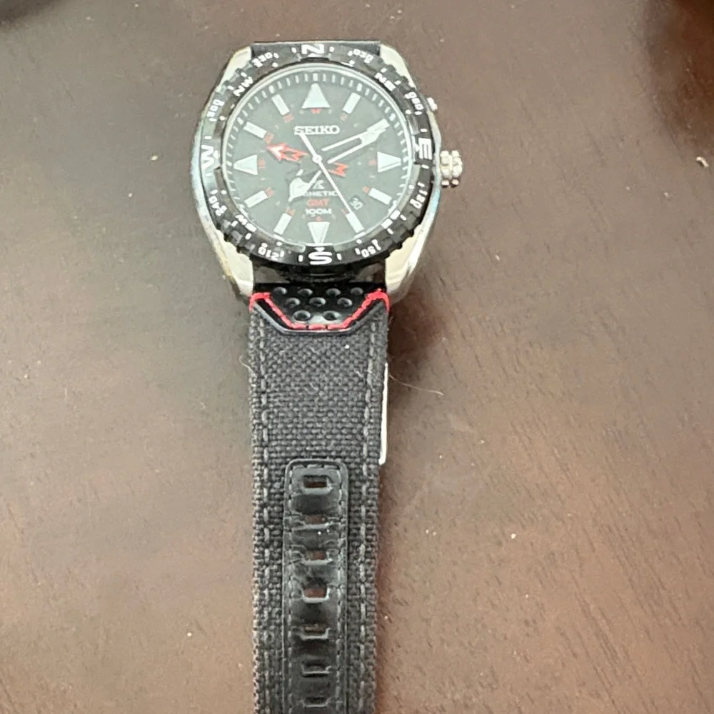 Seiko Black and Red GMT Men's Watch - Picture 2 of 5